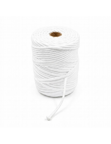 Cordón trenzado redondo 100% alg. blanco 3.00 mm Ø, 100 metros