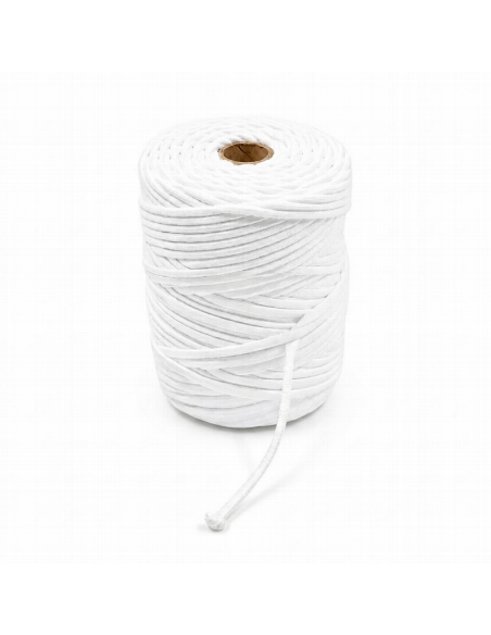 Cordón trenzado redondo 100% alg. blanco 3.00 mm Ø, 100 metros