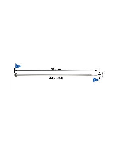 Alfiler acero templado AAN3050 30x0,50 mm, caja de 250 gr