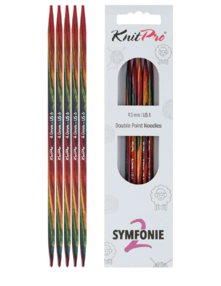 Aguja doble punta Knitpro Symfonie2 20 cm, juego de 5