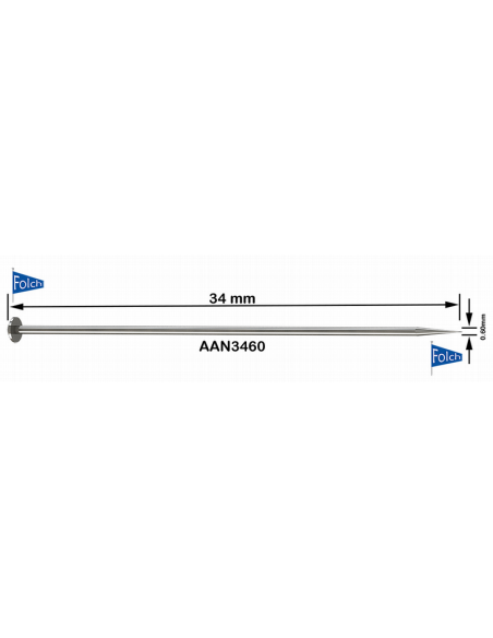 Alfiler acero templado AAN3460 34x0,60 mm, caja de 500 gr