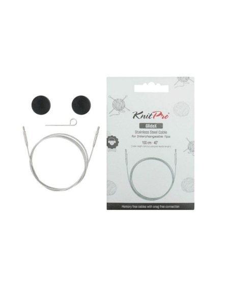 Cable fijo GlideX acero inox. Knitpro