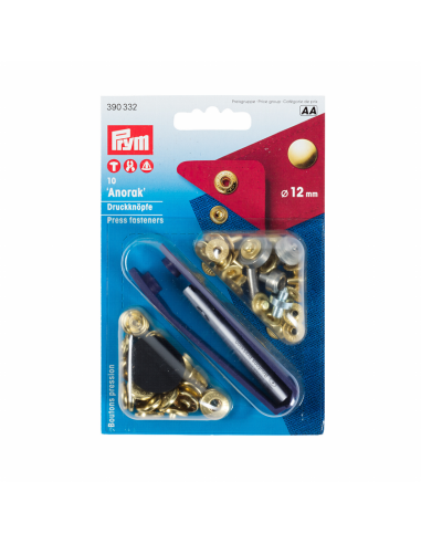 Broche anorak + herram. Prym 12 mm, blíster