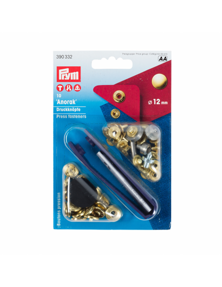 Broche anorak + herram. Prym 12 mm, blíster