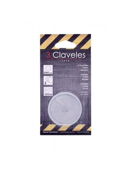 Cuchillas cutter rotativo 3 Claveles 0240, blister de 3 u