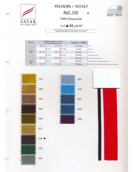 Cinta terciopelo Satab 150, rollo