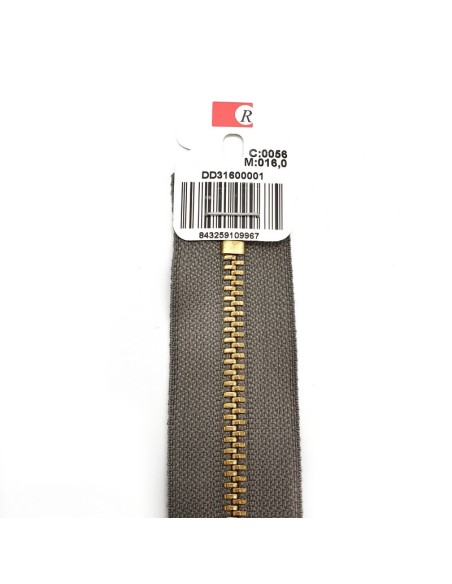 Cremallera cerrada latón malla 3 mm acabado dorado
