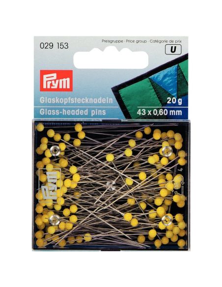 Alfiler bola amarillo Prym 29153 43 x 0,60 mm 20 gr, unidad